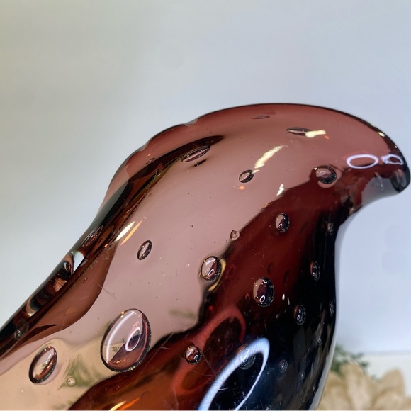 Vintage Czech or Italian Smoky Amethyst Bubble Art Glass Bowl Ashtray - Picture 13 of 14